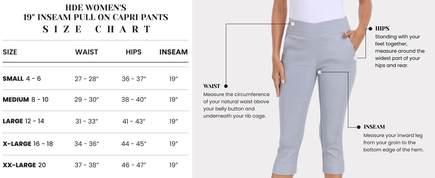 HDE Women's 19" Inseam Pull On Capri Pants with Pockets business casual women Comfort Fabric Fit Spandex