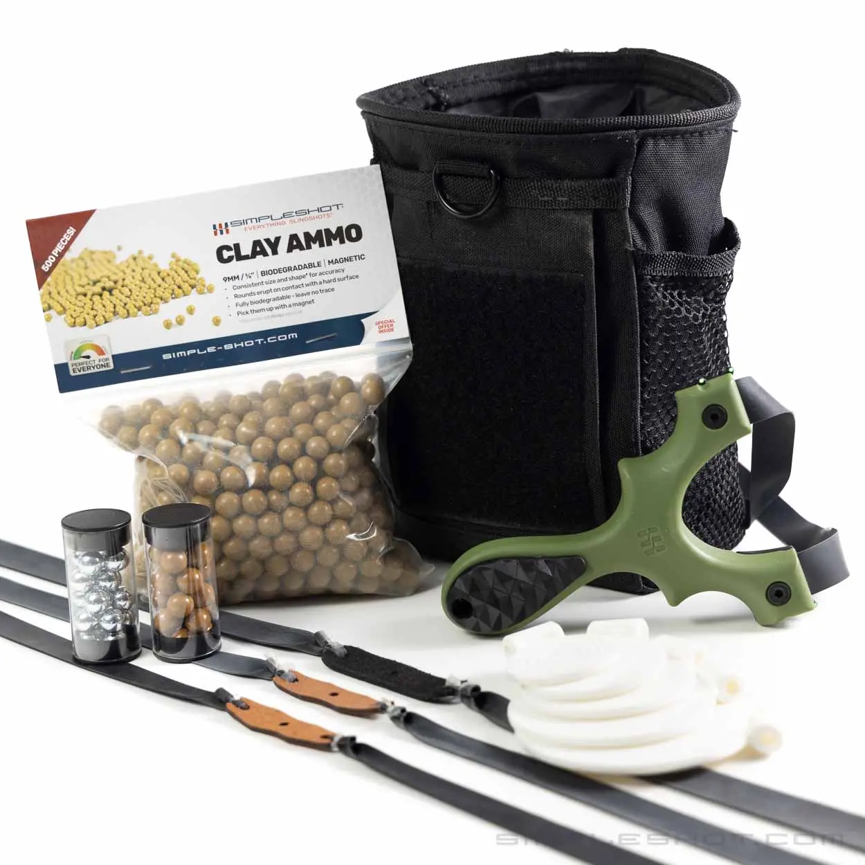 SimpleShot Scout LT2 Slingshot Sling Starter Kit - Modern Archery Sports Equipment for Outdoor Fun, Adjustable Grip, Latex Bands, Eco-Clean Ammo, Kit Contents Overview