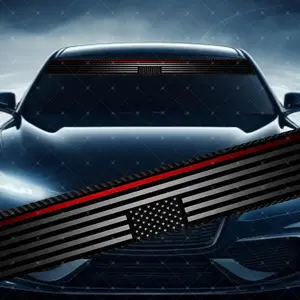 Attractive American Flag Car Windshield Sticker, Decorative Vinyl Decal, Scratch Cover Waterproof UV Protection, Universal Fit, Fits All Cars