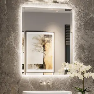 Backlit Mirror Bathroom 28 x 36 Inch, LED  Mirror with Beveled , Safe Tempered Glass, 3 Color Temperature, Anti-Fog, Dimmable,  Bathroom Mirror, Bathroom Mirrors for Over Sink