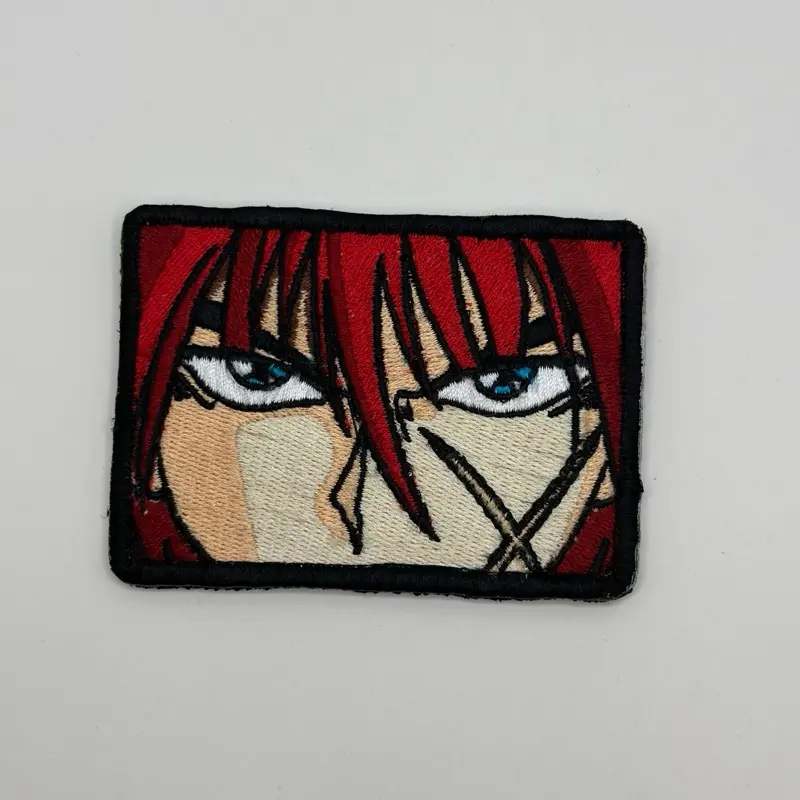 Stxtch embroidered anime patch- Red haired Samurai, high quality anime patch for clothing