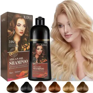 Blonde Brown Hair Dye Shampoo 3-in-1 with Argan Oil, Instant Herbal Hair Color Shampoo for Women & Men, Long-Lasting Gray Coverage, Quick-Acting Safe Natural Formula, Vibrant Color & Shine, Champu Para Canas 500ml