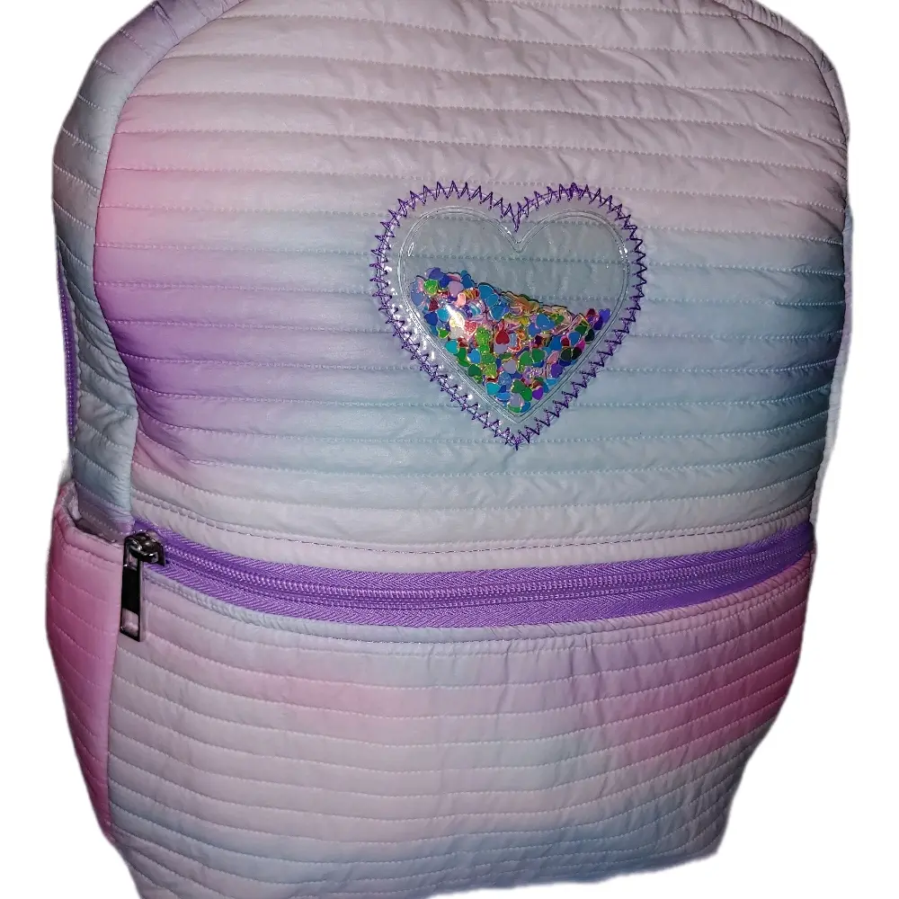 Cute Design Backpack - Iridescent Pink Heart, Soft Padded Back Straps, Large Front Pockets, Zipper Closure, Machine Washable, Suitable for Any Age