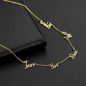 Cazador Personalized Multiple Names Necklace Custom 6 Nameplates Pendant Stainless Steel Family Members Jewelry Valentine Gift