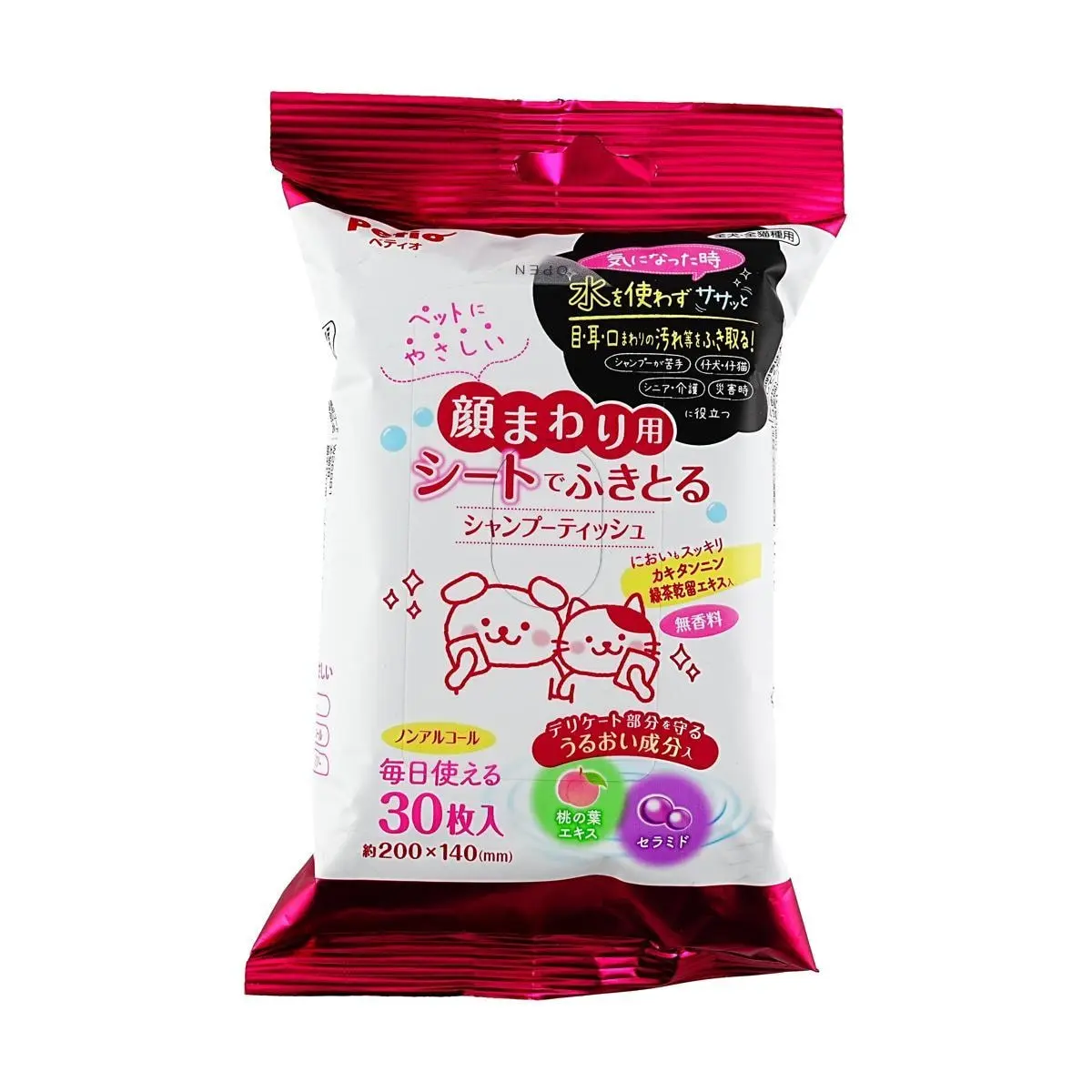 PETIO Japan Pet Grooming Wipes - Dog & Cat Grooming Products, Dry Shampoo, Eye & Face Cleanse, Tear Stain Remover, Animal, Cleaner