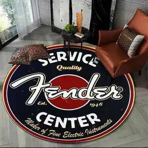 2025 New Style 3D Fender Retro Guitar Instruments Music Round Carpet Rug for Bedroom Living Room Sofa Decoration,Decor Floor Mat