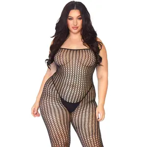 Leg Avenue Seamless Crochet Net Spaghetti Strap Bodystocking