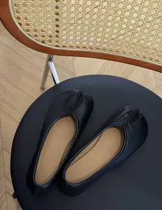 Minimalist Split Toe Ballet Flats, Soft Leather Slip-On Shoes, Luxe Fall Loafers
