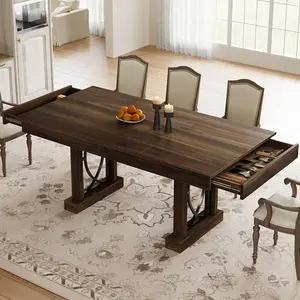 GAOMON Wooden Dining Table for 6-8 People with 2 Large Drawers, 71 in Long Farmhouse Rectangular Kitchen Dining Table & Thick Table Top, Sturdy Frame, for Big Family, Dinette, Office, Walunt