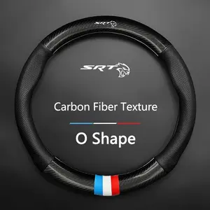 High Quality Dodge Challenger Hellcat Srt Steering Wheel Cover, Suede Carbon Fiber Leather, Antiskid Protector, Auto Accessories