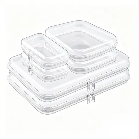 Transparent PVC Hard Shell Durable Storage Packs - Distortion-Free View Travel Makeup Bags Organizers for Toys, Office Supplies