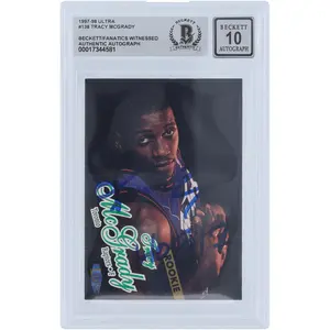 Tracy McGrady Toronto Raptors Autographed 1997-98 Fleer Ultra #138 Beckett Fanatics Witnessed Authenticated 10 Rookie Card with "HOF 17" Inscription - Fanatics Authentic Certified