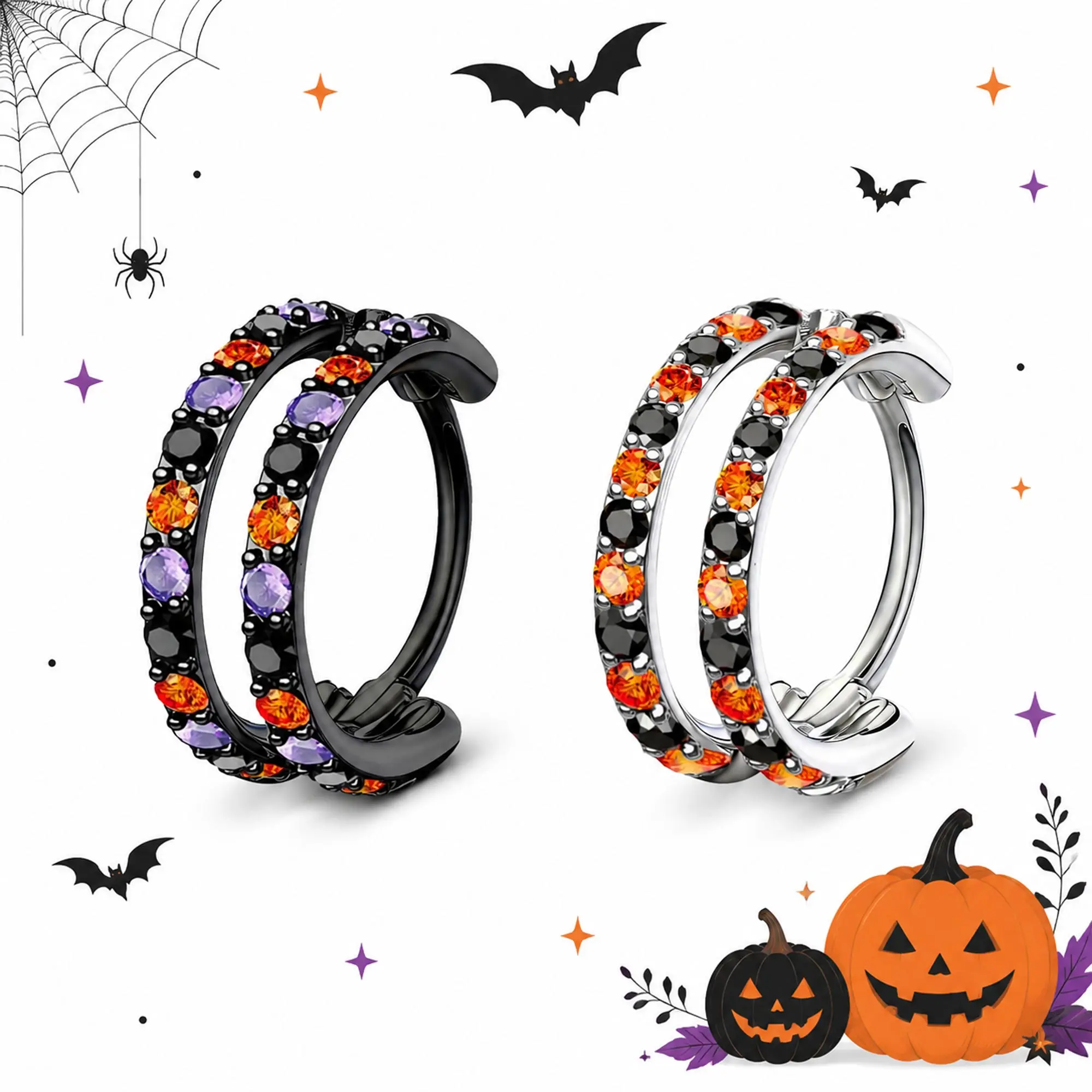 Oufer Halloween 20G Stainless Steel Hinged Segmented Nose Ring for Women, Non Tarnish Nose Rings