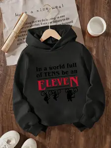 New Spring And Autumn Children's Clothing, Boys And Girls' Creative Hooded Sweatshirts, Graphic Hoodie, Stranger Things Eleven. In A World Filled With Tens Printed Tops, These Trendy, Casual, Unique Daily Wear Items Versatile Suitable Occasions