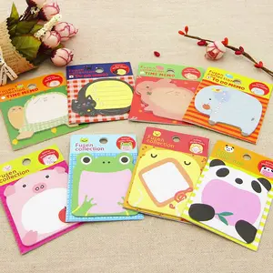 4/9 pieces/book Cartoon animal special-shaped note paper with frogs, piglets, rabbits and other patterns DIY handbook decoration landscaping stickers can be written on self-adhesive note paper, note paper memo stickers for office, home, and meetings