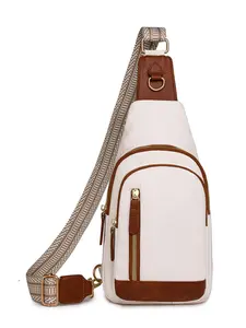 Women's Solid Color Zipper Chest Bag, Fashionable Large Capacity Sling Bag for Daily Used, Casual Commuting Bag, Girl Fashionable Shopping Bag