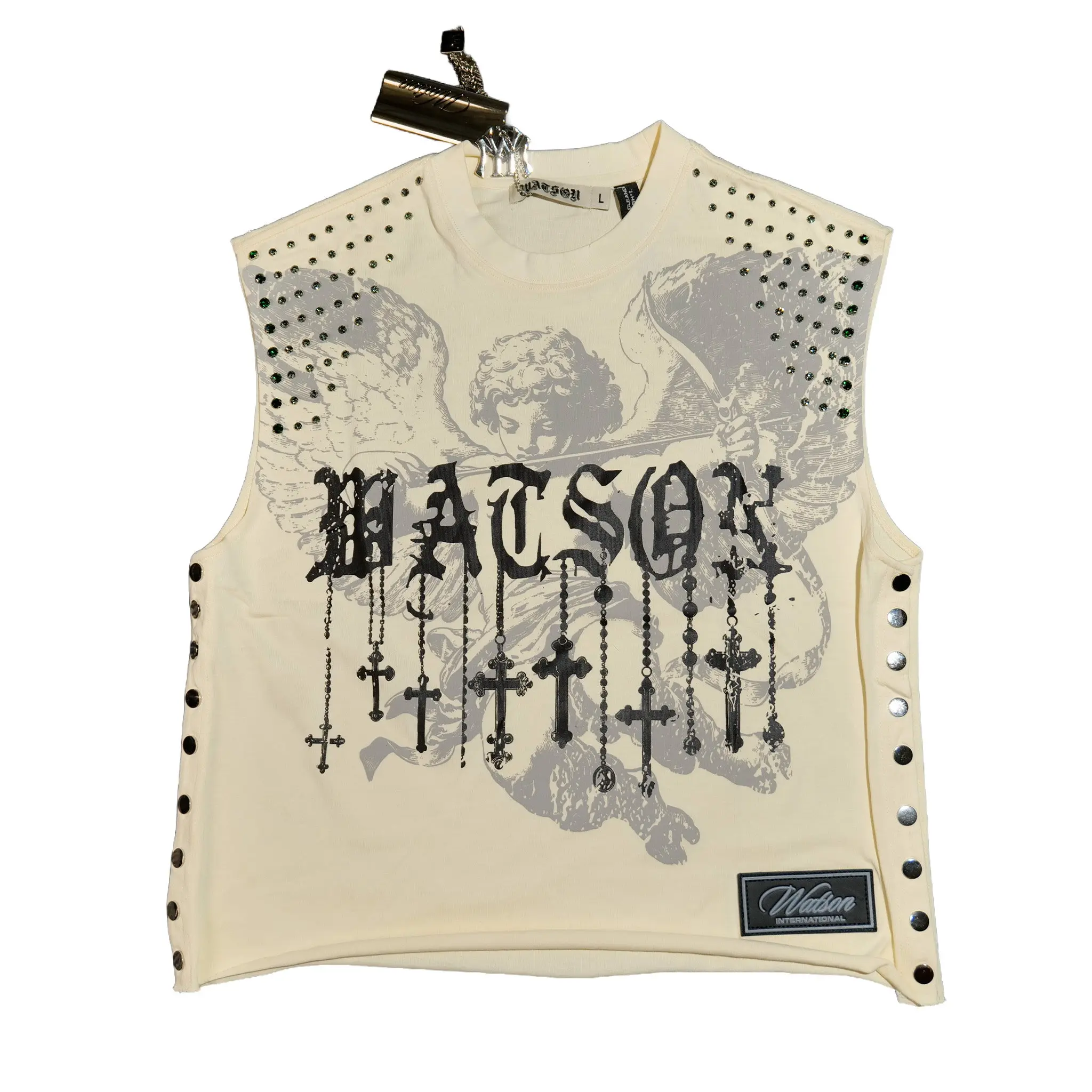 Men's WATSON All Angels Heavyweight Sleeveless Cutoff Streetwear T-Shirt, Casual Top, Sleeveless Top, Tshirt, Watson Brand Edge
