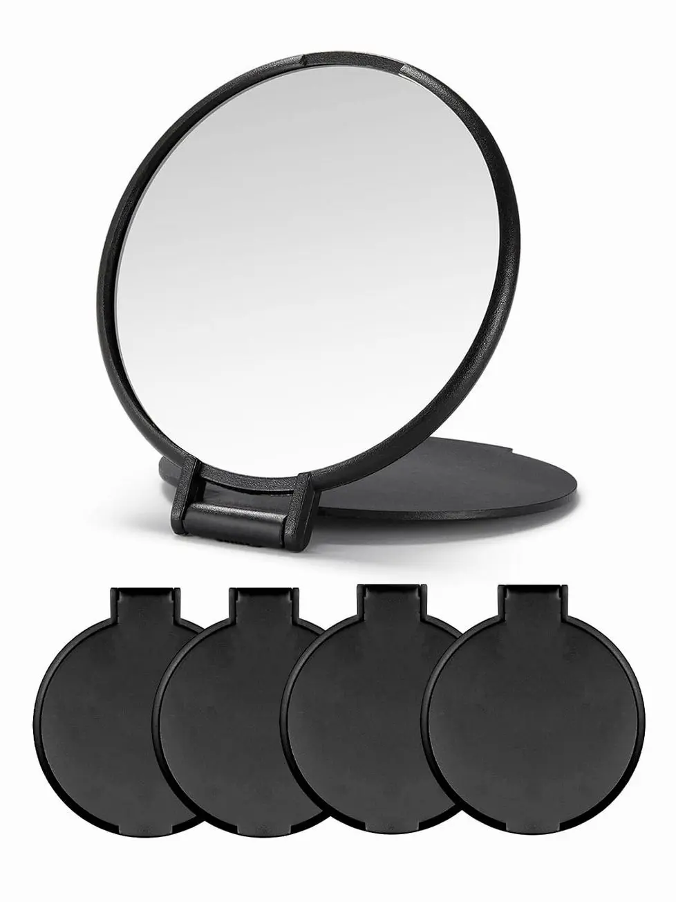 Qislee 4 Pack Compact Mirrors Bulk for Party Favors Purse Travel, Black | mini mirror bulk, folding travel mirror,
