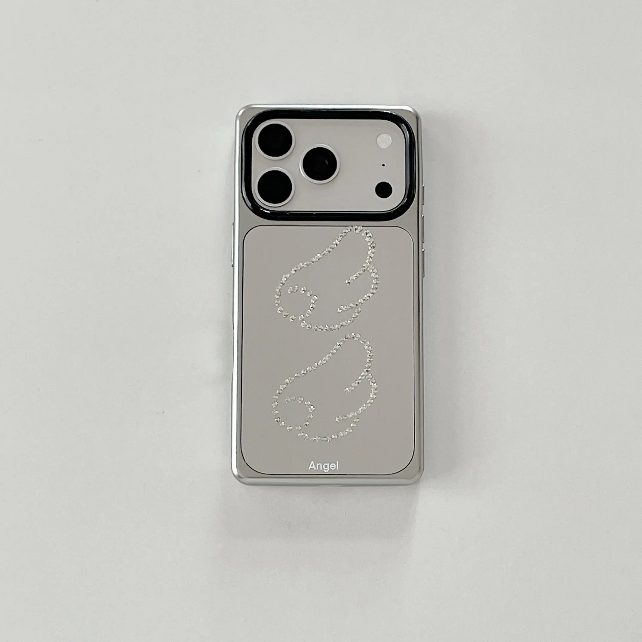 Electroplated Silver Mirror Foldable Phone Case Rhinestone Butterfly Wing Print Bling Luxury Shockproof Cover For Samsung Z Flip
