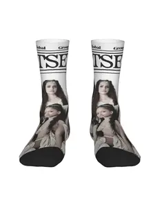 1 Pair Happy Funny Men's compression Sock One Sound Vintage Harajuku K-Katseye Street Style Novelty Seamless Crew Crazy Sock Gift Printed