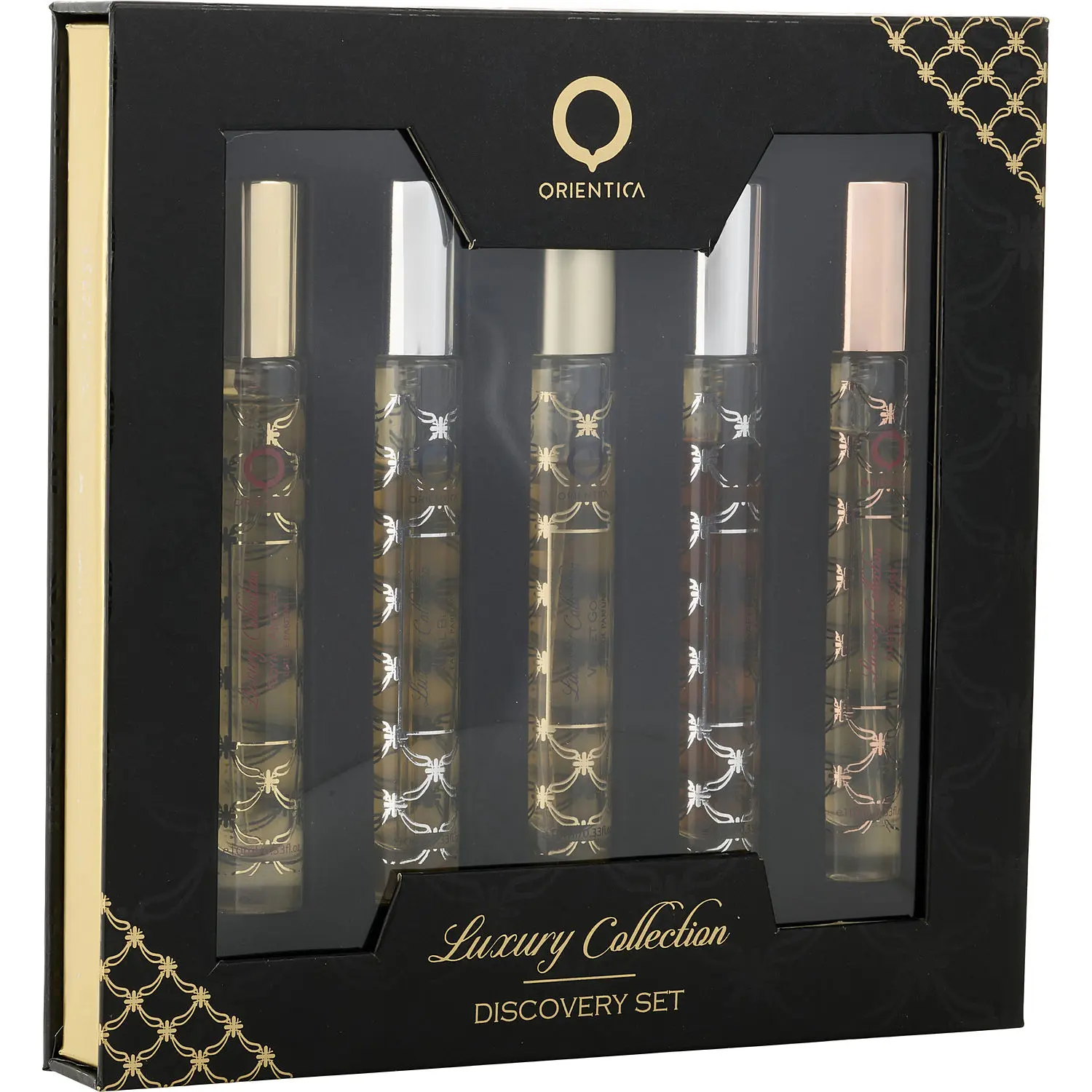 Orientica Variety Set-Luxury Collection With Amber Rouge & Oud Saffron & Royal Amber & Royal Bleu & Velvet Gold And All Are Eau De Parfum Spray 0.33 Oz Mini For Unisex