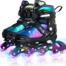 Nattork Adjustable Kids Inline Skates - Colored LED Fun Lights, Gradient Color, Durable Build, Practical Sizing, Smooth Glide for Inline Skating, Holiday Hit Teen Skates
