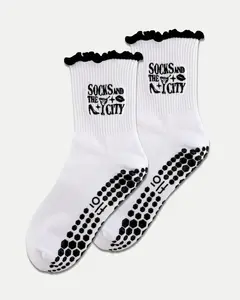 SOCKS AND THE CITY GRIP SOCKS - Premium Combed Cotton Crew Grip Socks with Cushioned Soles & Integrated Arch Support for Optimal Comfort and Stability