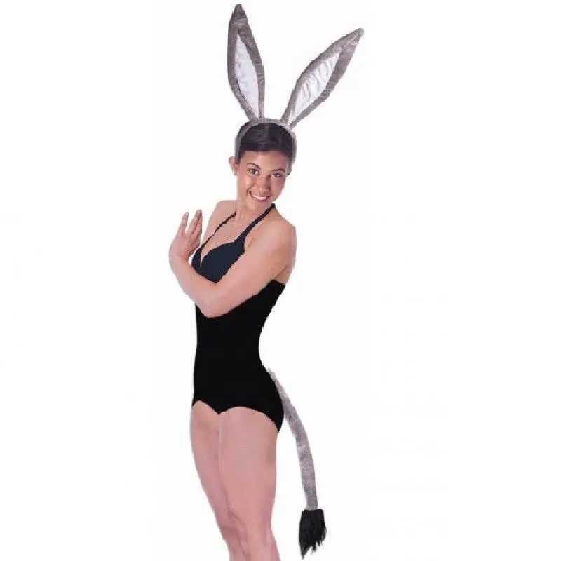 Jumbo Gray Donkey Set - Ears & Tail - Costume Accessories - One Size