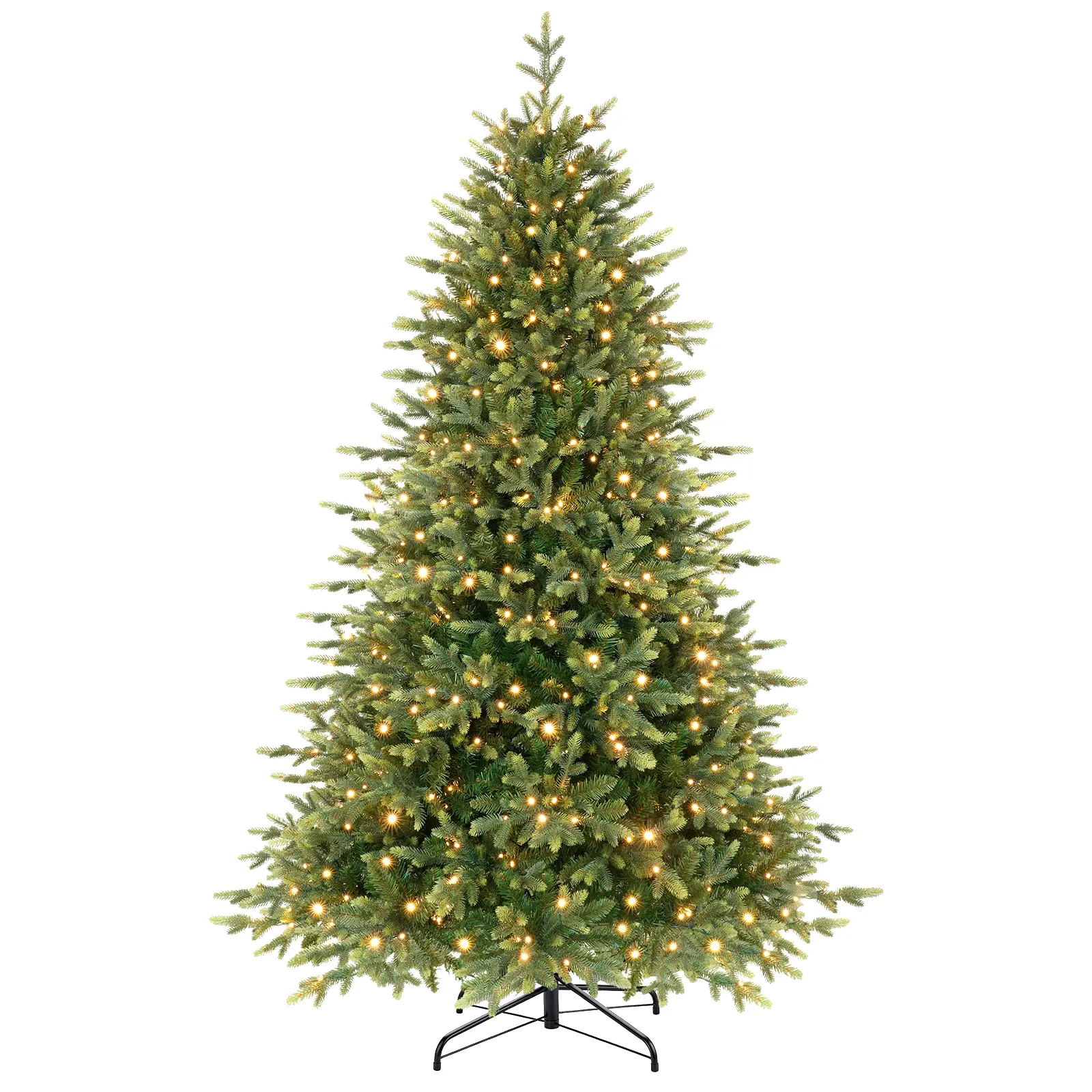 【Twinkle Like the Stars】SHareconn Luxury Upgrade 5.5/6.5/7/7.5/8/9FT Pre-Lit Blinking LED Christmas Tree Hinged PE+PVC Green Branch Tips, 17 Light Modes, Remote Control, Foldable Stand, Replaceable Bulbs, Greenery Decoration, Festive Decorations