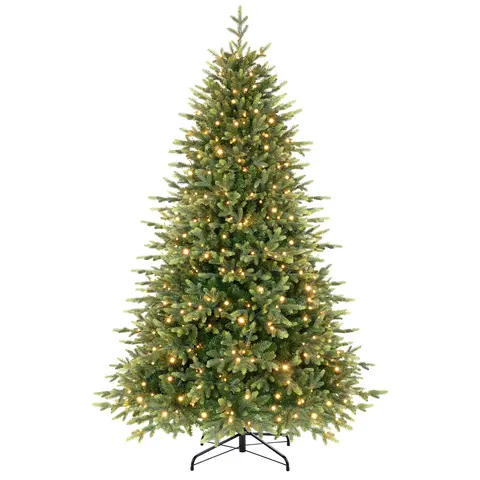 【Stars Twinkling】SHareconn Luxury Upgrade 5.5/6.5/7/7.5/8/9FT Pre-Lit Blinking LED Christmas Tree Hinged PE+PVC Green Branch Tips, 17 Light Modes, Remote Control, Foldable Stand, Replaceable Bulbs, Greenery Decoration, Festive Decorations