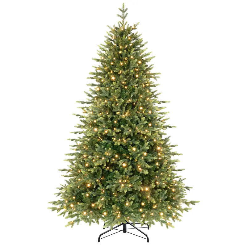 【Stars Twinkling】SHareconn Luxury Upgrade 5.5/6.5/7/7.5/8/9FT Pre-Lit Blinking LED Christmas Tree Hinged PE+PVC Green Branch Tips, 17 Light Modes, Remote Control, Foldable Stand, Replaceable Bulbs, Greenery Decoration, Festive Decorations