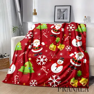 FRANALA Merry Christmas Santa Soft Flannel Throw Blanket For Living Room Bedroom Bed Sofa Picnic Cover Decor Napping Couch Chair Cover christmas decoration