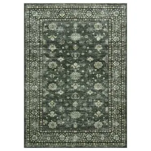 Area Rug Indoor Vintage Living Room Carpet Washable Distressed Rug Black Floral Bedroom Retro Accent Throw Rug Office Dining Room Nursery