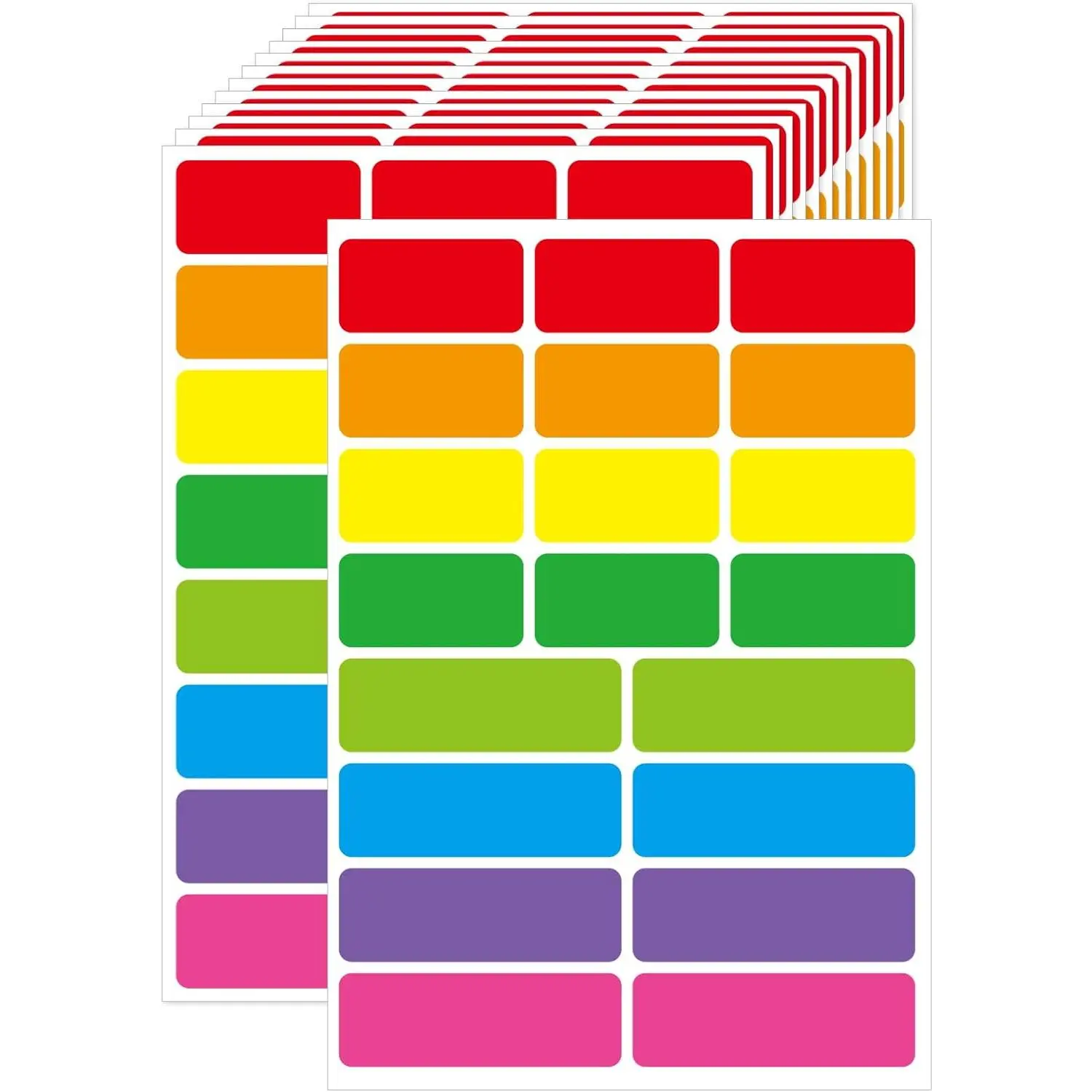Removable Labels, Removable Colored Labels Stickers, Self-Adhesive Rectangular Stickers Water/Oil/ Resistant for Storage/Classroom/ (2 Size, 300 Labels)