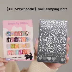 1pc Fireworks Nail Stamping Plate with Design Card - Reusable Metal Stamping Template for Nail Art, DIY Nail Design Tool with Color Card