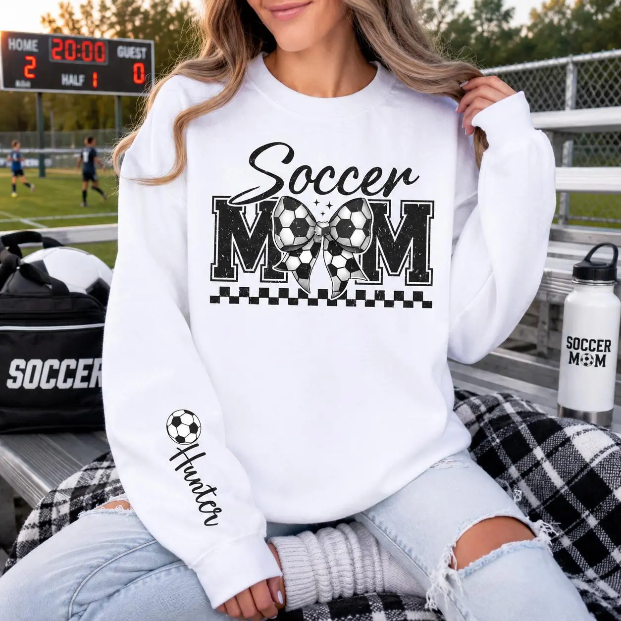 Personalized Soccer Mom Sweatshirt, Custom Soccer Mom Crewneck, Soccer Mom Gift