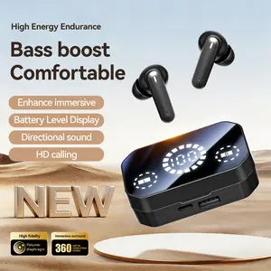 Chengruida M154 In-Ear Gaming Bluetooth Earphones with 360° Sound Experience Large Digital Battery Display High Endurance LED Level Display for Daily Commute Fitness