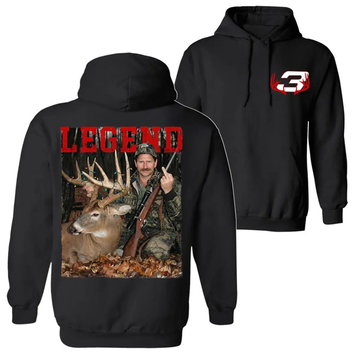 24h Shipping Vintage Hunting & Racing Pullover Tops, Funny Gesture Deer Print Unisex Preppy Menswear, Retro Graphic Sweatshirt Full Sizes/Colors Ideal Mens Gifts for Outdoor Leisure