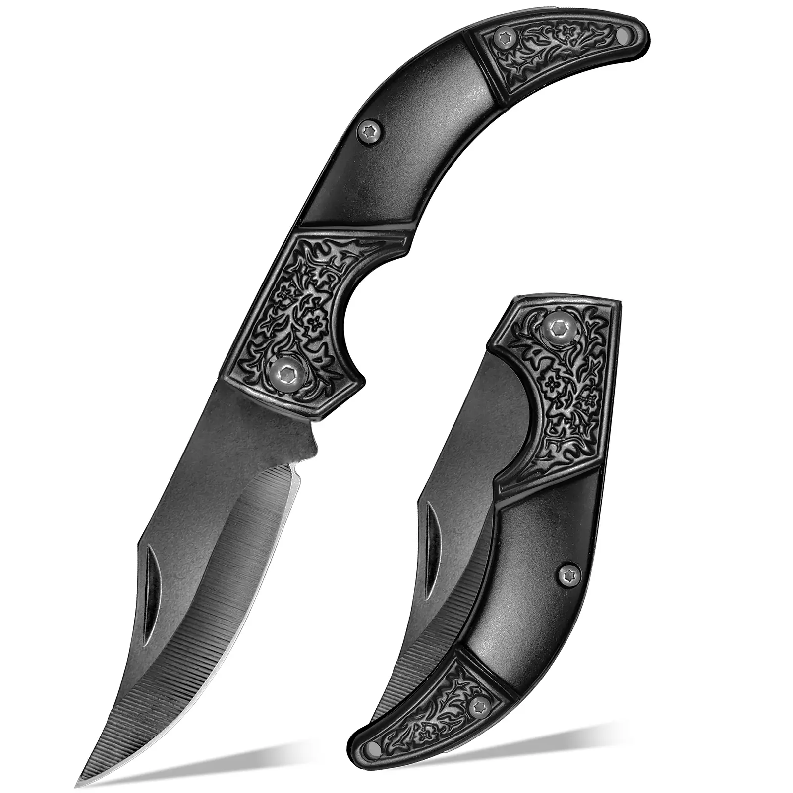 2.75-in Sharp Blade Horn-Shaped Foldable Pocket Knife - Kitchen Fruit Knife, Suitable for Camping, Outdoor Hiking, Mens Gifts