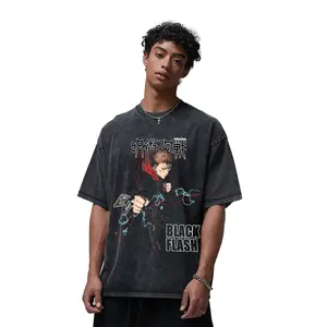 Retro Heavy Itadori Yuji Satoru THE HONORED ONE Jujutsu Kaisen Anime Front Printed Vintage Washed Tee Unisex Oversize Anime Manga Washed Heavyweight Cotton T-shirt, Gift For Anime Fan Lover