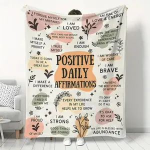 Inspiring Daily Affirmations Soft Blanket, 100% Polyester Knit Fabric, Positive Belief Gift, Support Women's Mental HealthChristmas Gift,Gift for kids,Birthday Gift, Cozy & Soft