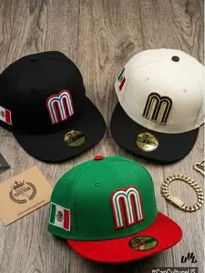 Mexico Flag Snapback Hat – Green Flat Brim Cap with M Letter – Adjustable Streetwear Baseball Hat