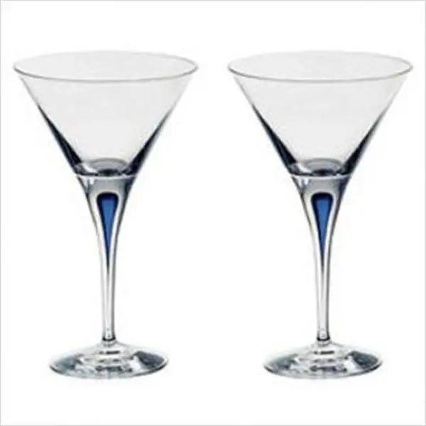 212 MAIN Orrefors 6257406 Intermezzo 7oz Crystal Martini Glasses - 2-Pack Modern Design Bar Glassware Set