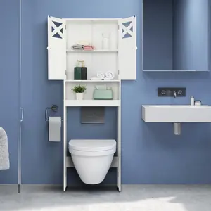 Karl Home FCH Double-Door Fork Toilet Cabinet (White) Karl Home FCH Double-Door Fork Toilet Cabinet (White)