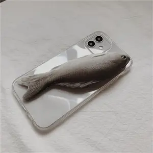 Funny 3D Salted Fish Clear Phone Case for iPhone 16 15 13 12 11 14 Pro Max Xs Xr 7 8 Plus SE 2020 X SE Soft Protective Case Cover - Protector Protection Cellphone Smartphone Casing Shockproof