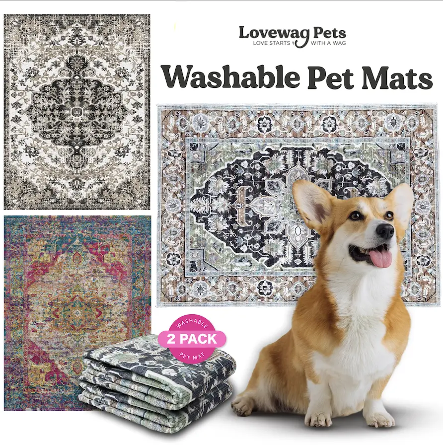 Lovewag Pets Washable Dog Pads - Pack of 2, Eco-Friendly & Leak-Proof Design, Multi-Design Options: Sage Forest, Bohemian Jewel, Moonlit Night, 16" x