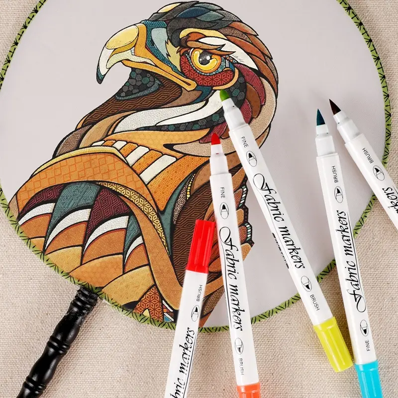 Double-Ended Soft Tip 24 Color Fabric Markers, Washable Water-Based Pens for T-Shirt Graffiti & Clothing DIY, Specialized Marker Set