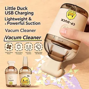 2026 New Yellow Duck Desktop Vacuum Cleaner, Mini Cordless Table Cleaner, Portable Keyboard Dust Sweeper with Suction Nozzle for Home, Office & Car