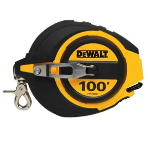 DEWALT Tape Measure, 100-Foot, Self-Lock, Solid Chrome Finish, Rubber Grip (DWHT34036L)