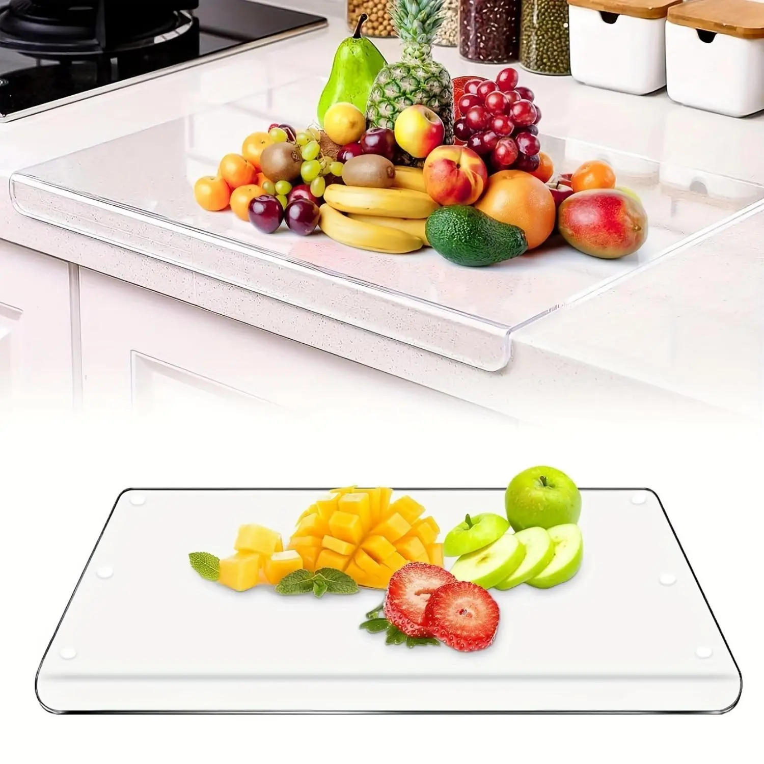 Acrylic Cutting Board, Non-slip Kitchen Chopping Board, Durable Chopping Board, Food Cutting Board, Transparent Design Protects Countertops, Easy To Clean, Gift for Parents, Knives Resistant Cooking Cutting Board